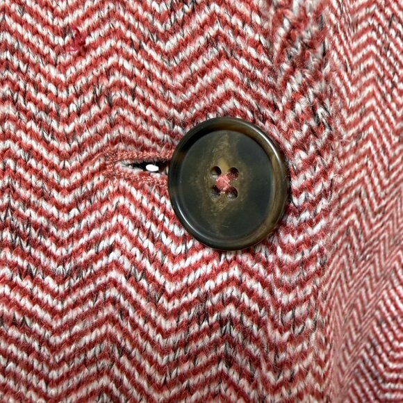 LANDS END Fleece Blazer Size Large Red Herringbone Womens Cozy Jacket NWOT - Picture 6 of 7
